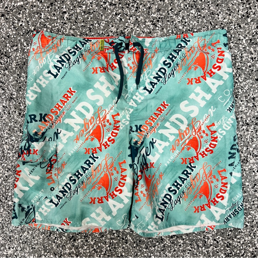 Landshark beer swim trunks XL